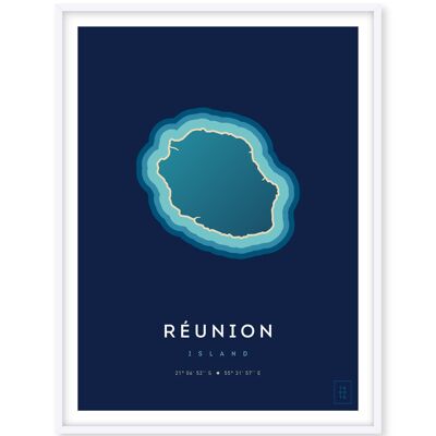 Poster Isola della Reunion - 30 x 40 cm