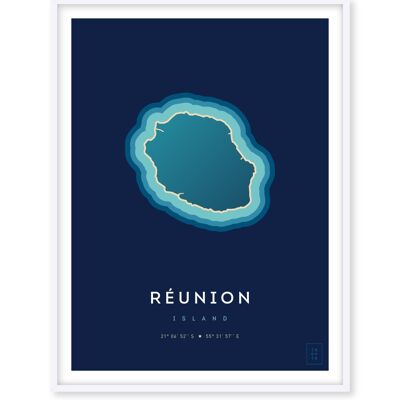 Poster Isola della Reunion - 30 x 40 cm