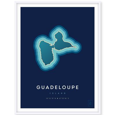 Affiche de l'île de la Guadeloupe - 30 x 40 cm