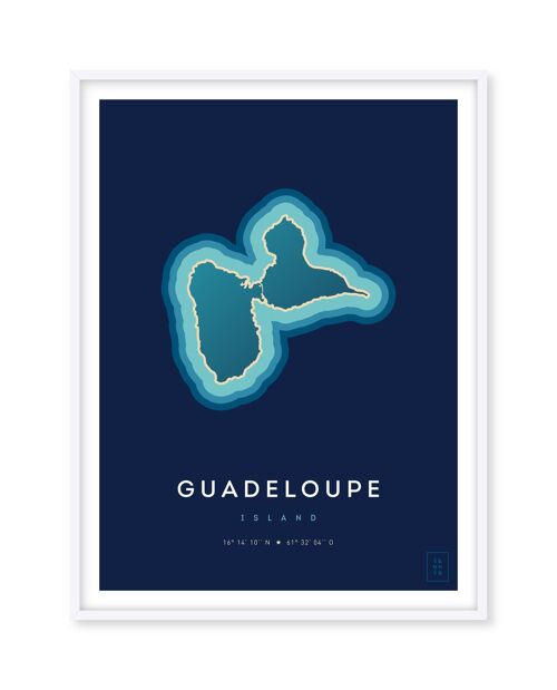 Affiche de l'île de la Guadeloupe - 50 x 70 cm