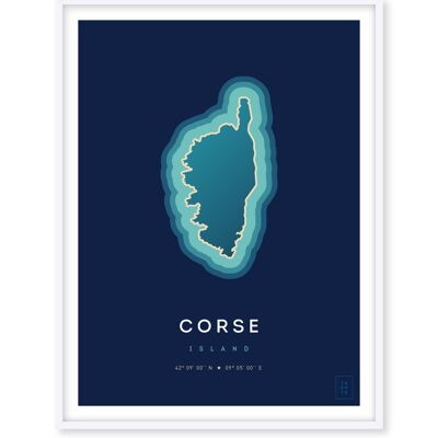 Affiche de l'île de la Corse - 30 x 40 cm