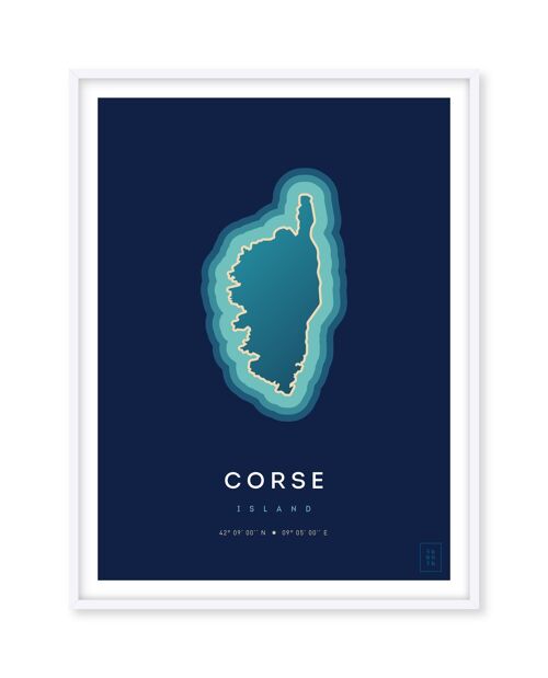 Affiche de l'île de la Corse - 50 x 70 cm