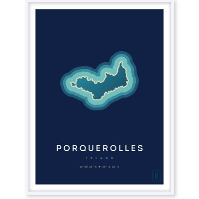 Affiche de l'île de Porquerolles - 30 x 40 cm