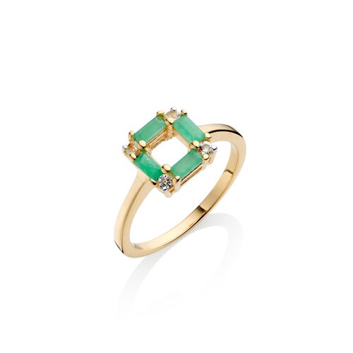 Art deco emerald square ring