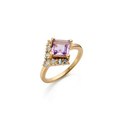 Amethyst & pale blue topaz ring