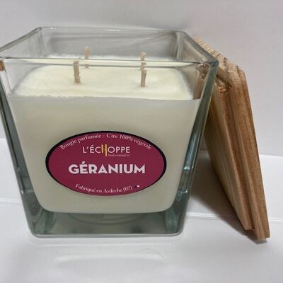 SCENTED CANDLE WAX 100% VEGETABLE SOYA - 10X10 4 WICKS 350 G GERANIUM