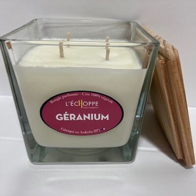 SCENTED CANDLE WAX 100% VEGETABLE SOYA - 10X10 4 WICKS 350 G GERANIUM