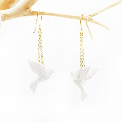 Mini Birdy WHITE earrings