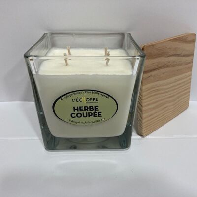SCENTED CANDLE WAX 100% VEGETABLE SOYA - 10X10 4 WICKS 350 G CUT GRASS