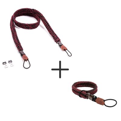 Camera strap "The Traveler" + wrist strap "The Claw" - Red Dots - 100cm