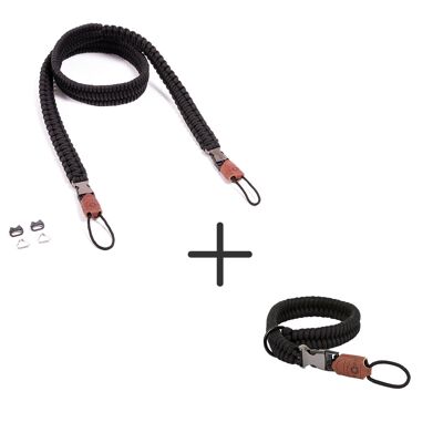 Camera Strap "The Traveler" + Wrist Strap "The Claw" - Silent Black - 125cm