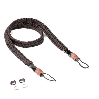 Correa para cámara "El Viajero" hecha de paracord - Dark Coffee - 100cm