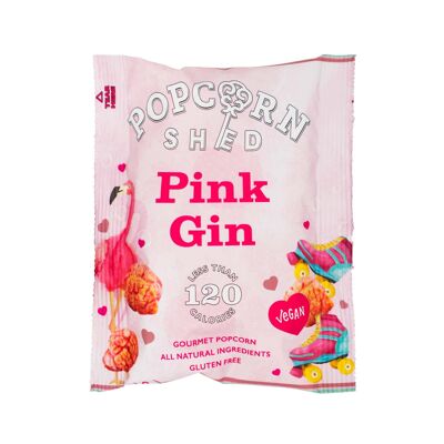 Confezione di snack gourmet con popcorn al gin rosa vegano