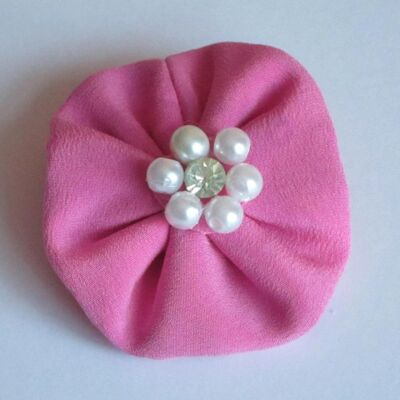 Hot Pink Corsage With Faux Pearl And Diamante Centre