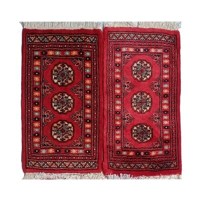 Tappetino in lana rosso mattone Bokhara annodato a mano