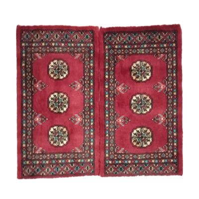 Handknotted Bokhara Mexican Red Wool Mat