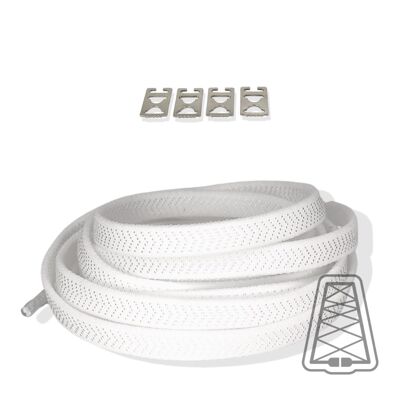 Flat Elastic Laces without ties - Kids & Adults - Invisible clip | Wide - One size - White