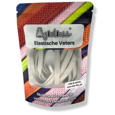 Agletless® No-Tie Elastic Laces - Flat Wide - Grey