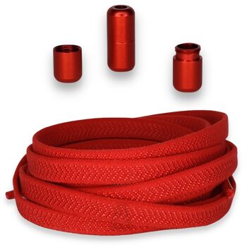 Lacets élastiques sans nœud Agletless® - Plat large - Rouge 3