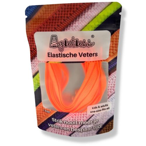 Agletless® Elastische veters zonder strikken - Plat Breed - Oranje