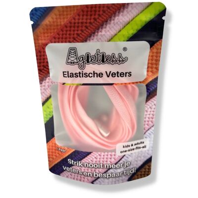 Agletless® Lacets élastiques sans attaches - Plat Large - Rose