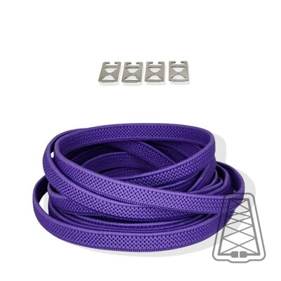 Flat Elastic Laces without ties - Kids & Adults - Invisible clip - One size - Purple