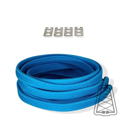 Flat Elastic Laces without ties - Kids & Adults - Invisible clip - One size - Light blue