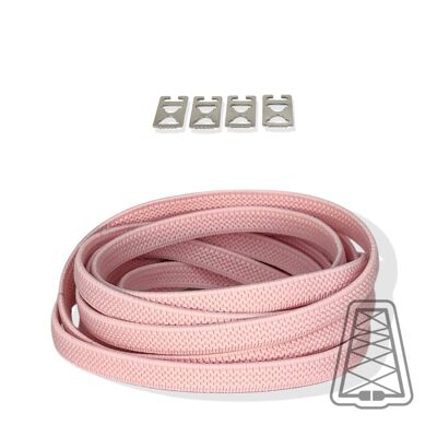 Flat Elastic Laces without ties - Kids & Adults - Invisible clip - One size - Pink