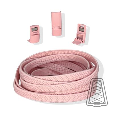 Flat Elastic Laces without ties - Kids & Adults - Magnet closure - One size - Pink