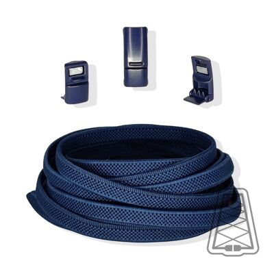 Flat Elastic Laces without ties - Kids & Adults - Magnet closure - One size - Navy blue
