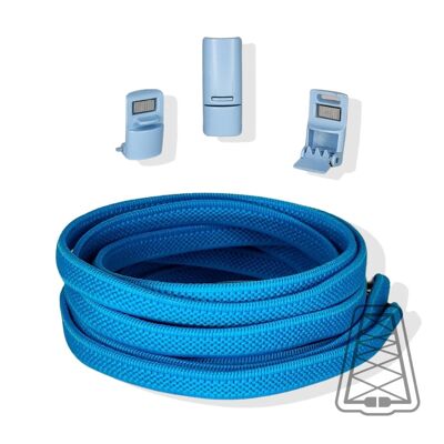 Lacci elastici piatti senza lacci - Bambini & Adulti - Chiusura con calamita - Taglia unica - Azzurro