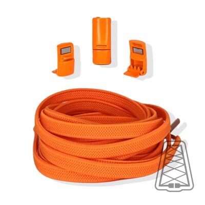 Flat Elastic Laces without ties - Kids & Adults - Magnet closure - One size - Orange
