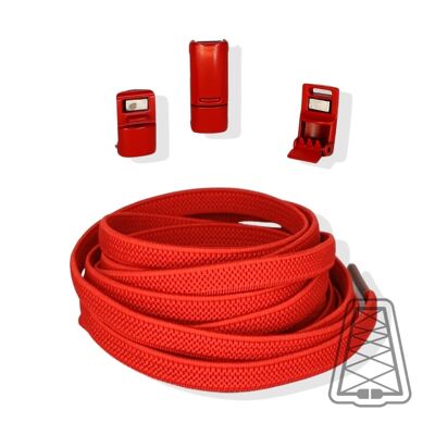 Flat Elastic Laces without ties - Kids & Adults - Magnet closure - One size - Red