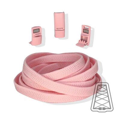 Flat Elastic Laces without Ties - Kids & Adults - Magnet Closure | Wide - One size - Pink