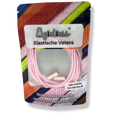 Agletless® Elastische veters zonder strikken - Rond Dun - Roze