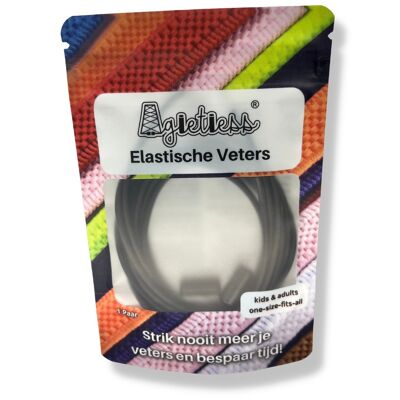 Agletless® Elastic laces without ties - Round Thin - Black