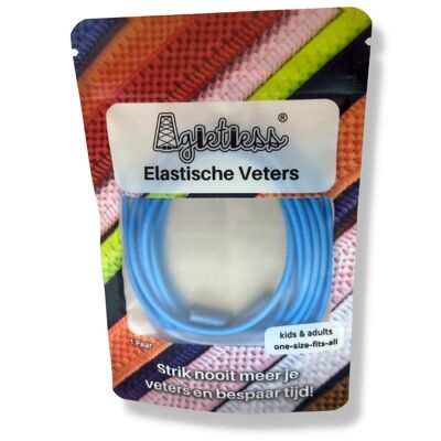 Agletless® Elastic laces without ties - Round Thin - Blue
