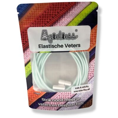 Agletless® Elastische veters zonder strikken - Rond Dun - Lichtblauw