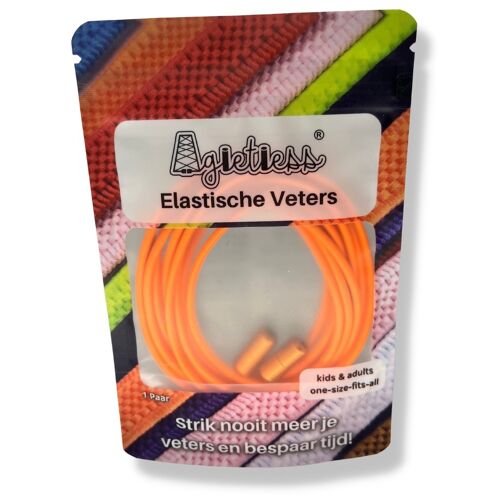 Agletless® Elastische veters zonder strikken - Rond Dun - Oranje