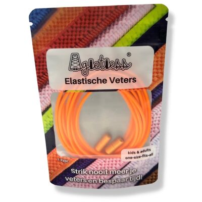 Agletless® Elastic laces without ties - Round Thin - Orange