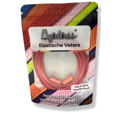 Agletless® Elastische veters zonder strikken - Rond Dun - Rood