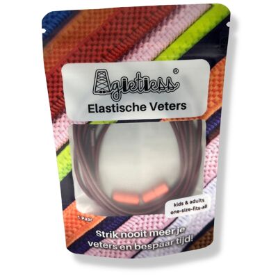 Agletless® Elastische veters zonder strikken - Rond Dun - Bordeaux