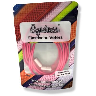 Agletless® Lacets élastiques sans attaches - Rond Fin - Fuchsia