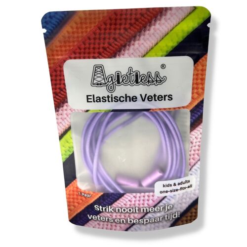 Agletless® Elastische veters zonder strikken - Rond Dun - Lila