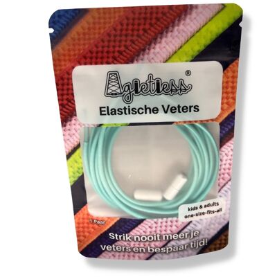 Agletless® Elastische veters zonder strikken - Rond Dun - Turquoise