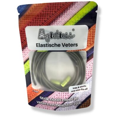 Agletless® Lacets élastiques sans attaches - Rond Fin - Vert mousse