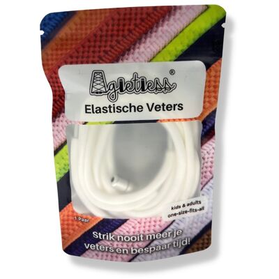 Agletless® Lacets élastiques sans attaches - Rond - Blanc