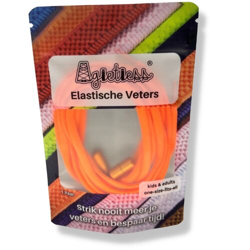 Agletless® Elastische veters zonder strikken - Rond  - Oranje