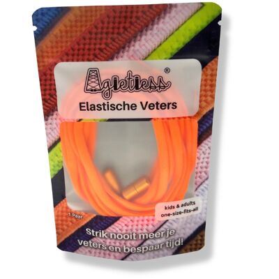 Agletless® Lacets élastiques sans attaches - Rond - Orange