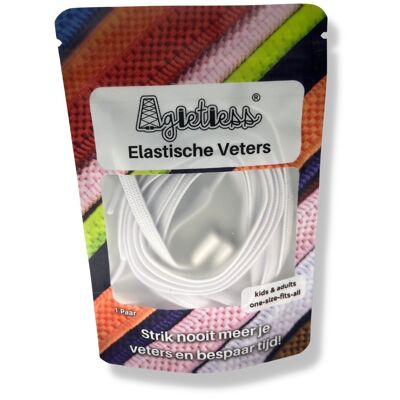 Agletless® No Tie Elastische Schnürsenkel – Flach – Weiß